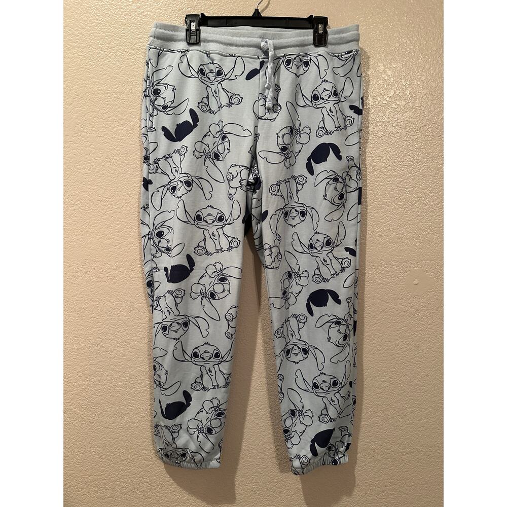 NWOT Disney Stitch Blue drawstring pocket Sweatpants pajama pants L XL